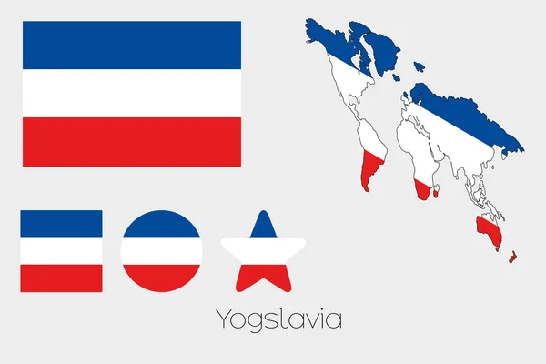 Více obrazců sada s vlajkou Jugoslávie — Stockový vektor