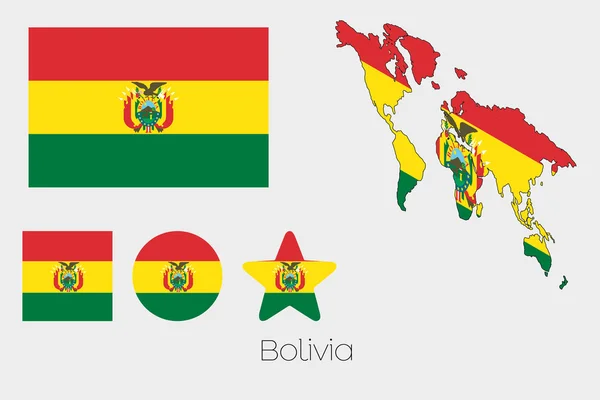 Multiple Shapes Set with the Flag of Bolivia — Stock Vector