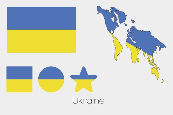 Conjunto de múltiples formas con la bandera de Ucrania — Vector de stock