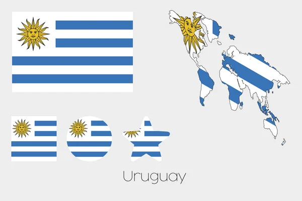 Formes multiples avec le drapeau de l'Uruguay — Image vectorielle