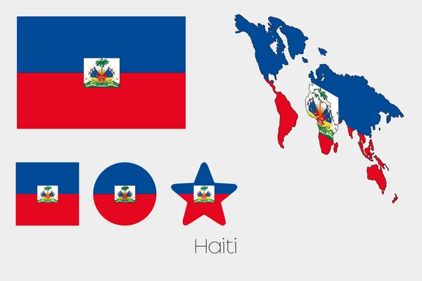 Více obrazců sada s vlajka Haiti — Stockový vektor