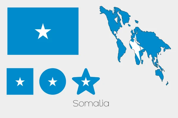 Conjunto de múltiples formas con la bandera de Somalia — Archivo Imágenes Vectoriales