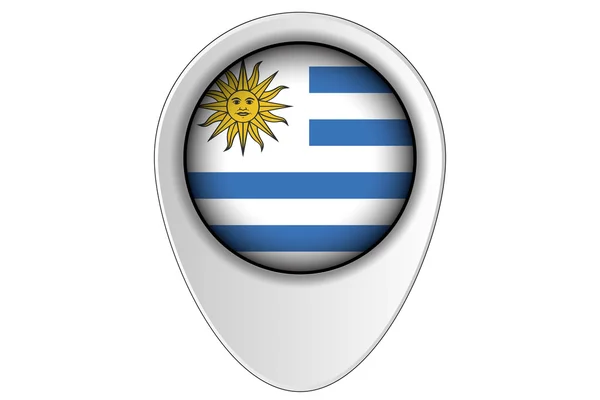 Mapa 3D Puntero Bandera Ilustración del país de Uruguay — Archivo Imágenes Vectoriales