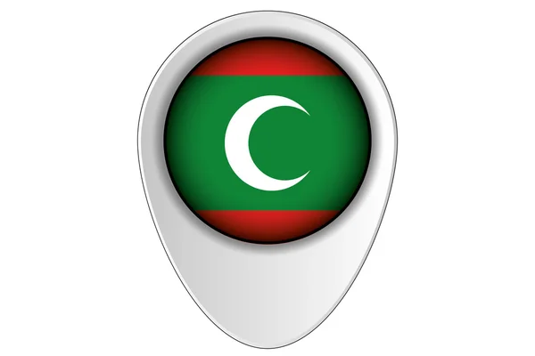 3D kaart aanwijzer vlag illustratie van het land van de Maldiven — Stockvector