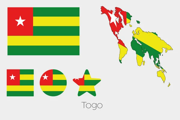 Multiple Shapes Set with the Flag of Togo — Stock Vector