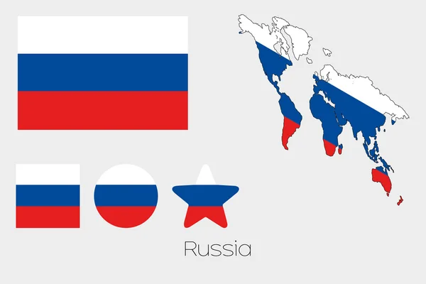 Meerdere Shapes Set met de vlag van Rusland — Stockvector