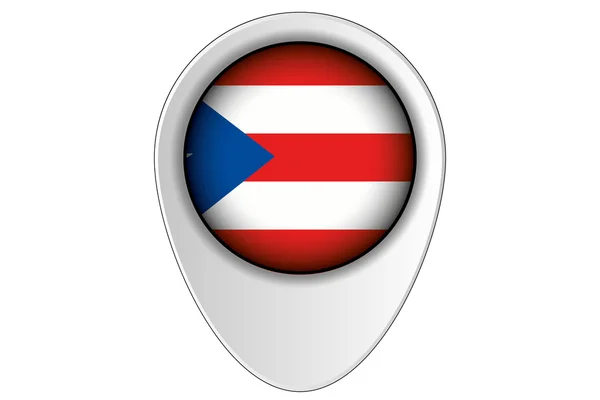 3D mapa ukazatel vlajky ilustrace ze země Portoriko — Stockový vektor