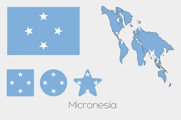 Birden çok şekil kümesiyle Mikronezya bayrağı — Stok Vektör