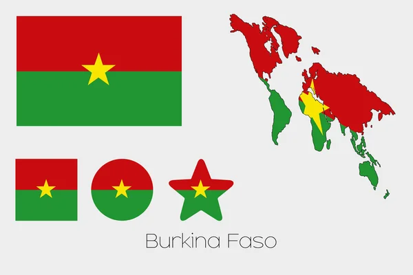 Multiple Shapes Set with the Flag of Burkina Faso — Stock Vector