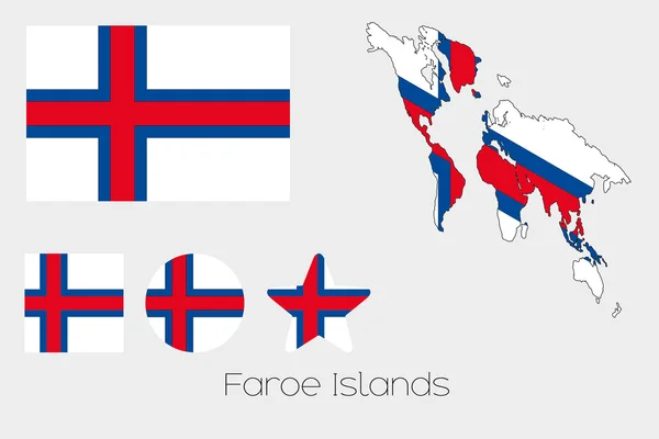 Conjunto de múltiples formas con la bandera de las Islas Feroe — Archivo Imágenes Vectoriales