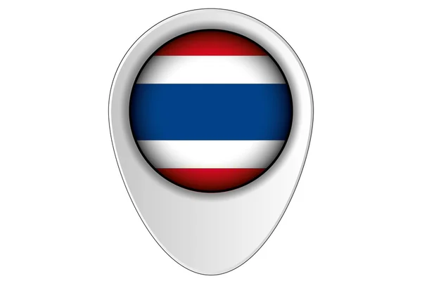 Carte 3D Pointeur Drapeau Illustration du pays de Thaïlande — Image vectorielle