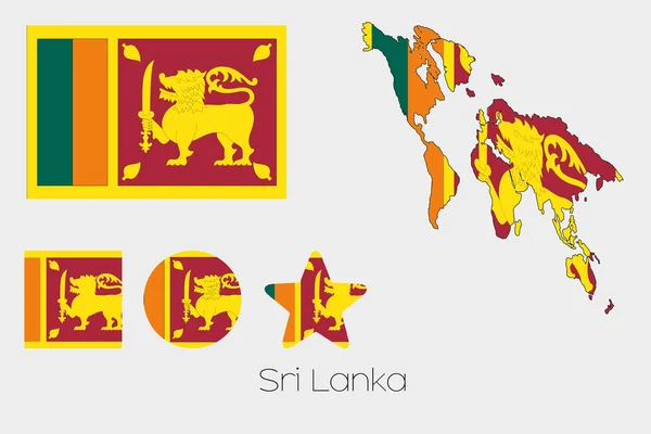 Více obrazců sada s vlajka Srí Lanky — Stockový vektor