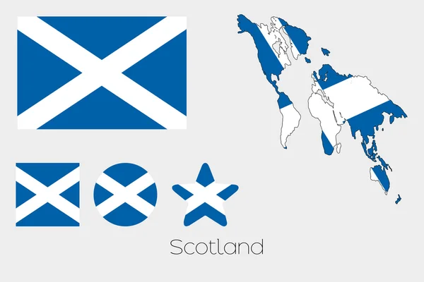 Meerdere Shapes Set met de vlag van Schotland — Stockvector