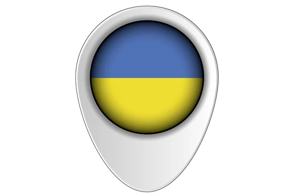 3D kaart aanwijzer vlag illustratie van het land van Oekraïne — Stockvector