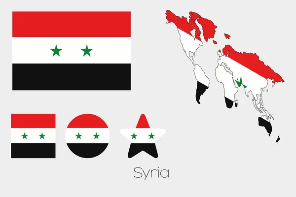 Multiple Shapes Set with the Flag of Syria — Stock Vector