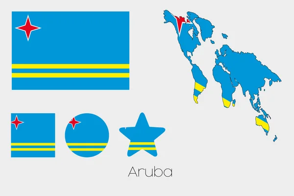 多个形状组与国旗的阿鲁巴 — 图库矢量图片