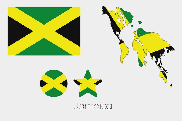 Multiple Shapes Set with the Flag of Jamaica — Stock Vector