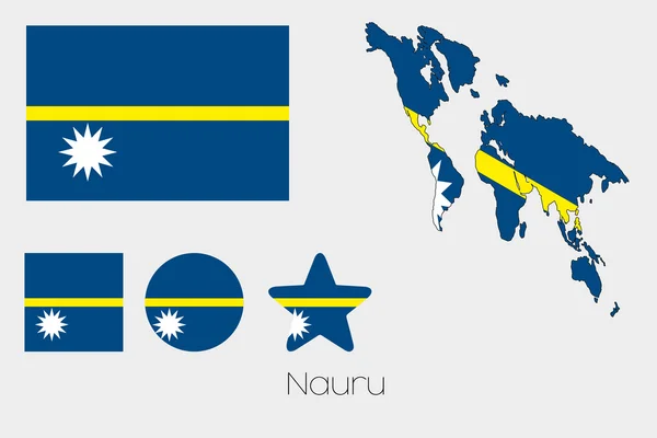 多个形状组与瑙鲁的旗子 — 图库矢量图片