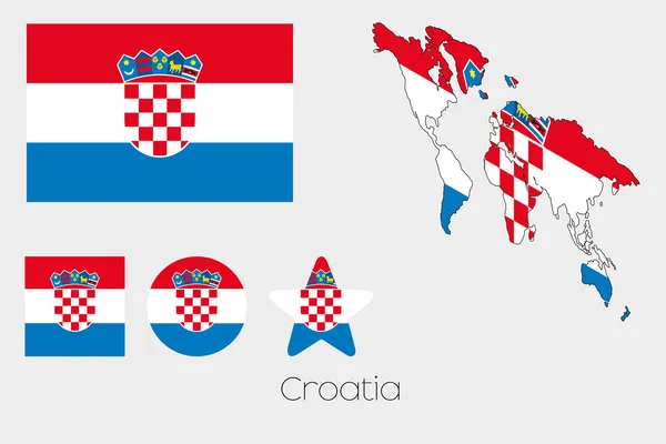 Conjunto de múltiples formas con la bandera de Croacia — Vector de stock