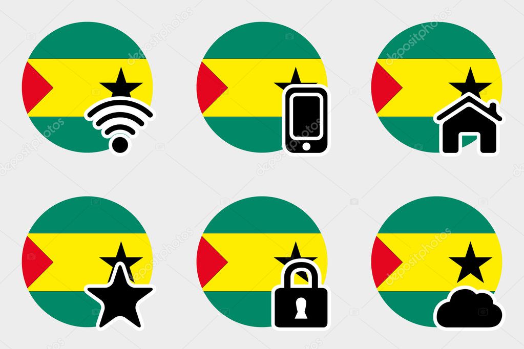 Web Icon Set with the Flag of Sao Tome E Principe
