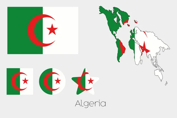 Multiple Shapes Set with the Flag of Algeria — Stock Vector