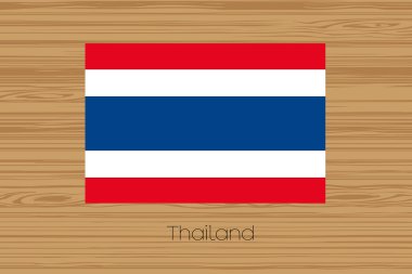 Bir ahşap zemin çizimi ile Tayland bayrağı