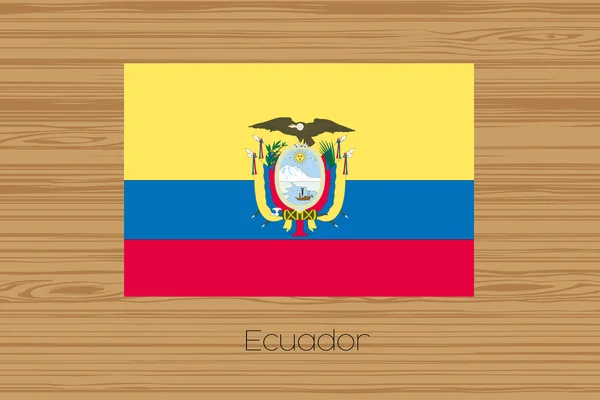 Afbeelding van een houten vloer met de vlag van Ecuador — Stockfoto