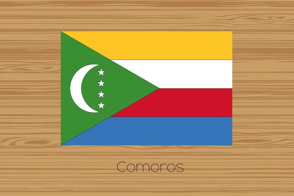 Afbeelding van een houten vloer met de vlag van Comoren — Stockfoto