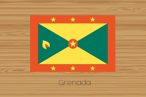 木地板的格林纳达国旗的插图 — 图库照片