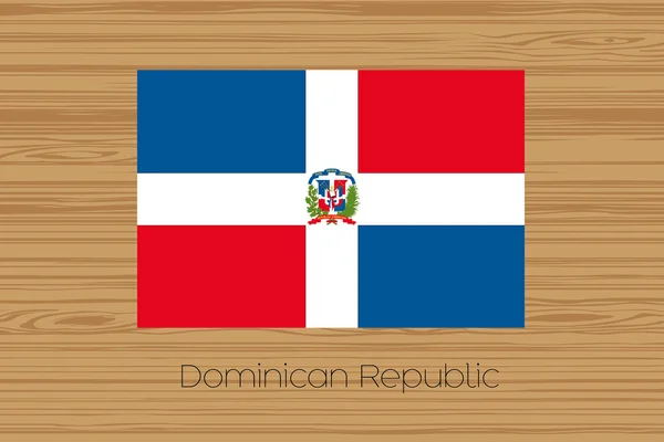 Afbeelding van een houten vloer met de vlag van Dominicaanse Republ — Stockfoto