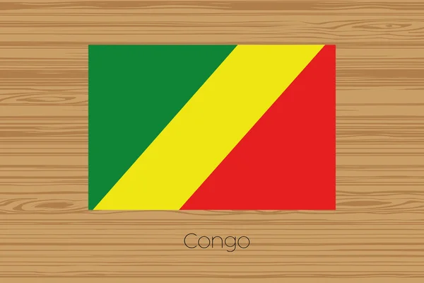 Illustration of a wooden floor with the flag of Congo — Stock Photo, Image