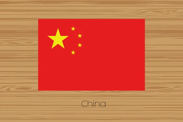 Afbeelding van een houten vloer met de vlag van China — Stockfoto