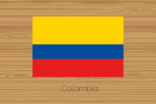 Abbildung eines Holzfußbodens mit der Flagge Kolumbiens — Stockfoto