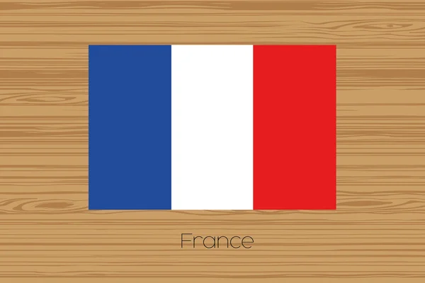 Ilustración de un suelo de madera con la bandera de Francia — Foto de Stock