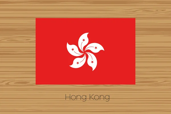 Illustration of a wooden floor with the flag of Hong Kong — Stock Photo, Image