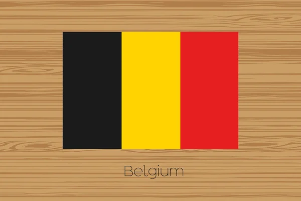 Illustrazione di un pavimento in legno con la bandiera del Belgio — Foto Stock