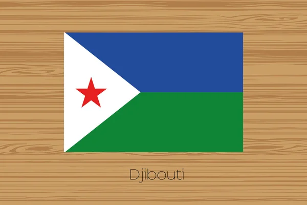 木地板的吉布提国旗的插图 — 图库照片