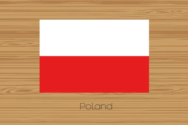 Illustration av ett trägolv med flaggan i Polen — Stockfoto