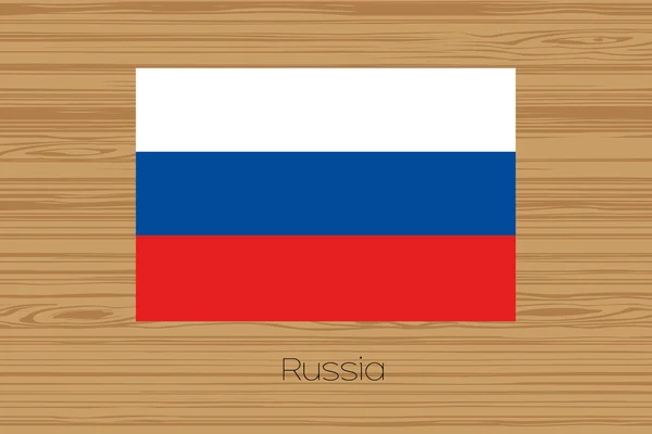 Afbeelding van een houten vloer met de vlag van Rusland — Stockfoto