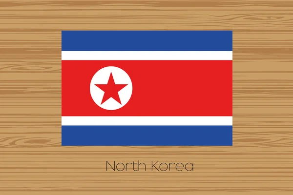 Afbeelding van een houten vloer met de vlag van Noord-Korea — Stockfoto