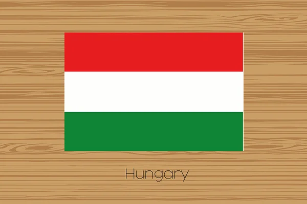 Illustration of a wooden floor with the flag of Hungary — Stock Photo, Image