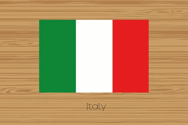 Abbildung eines Holzfußbodens mit der Flagge Italiens — Stockfoto