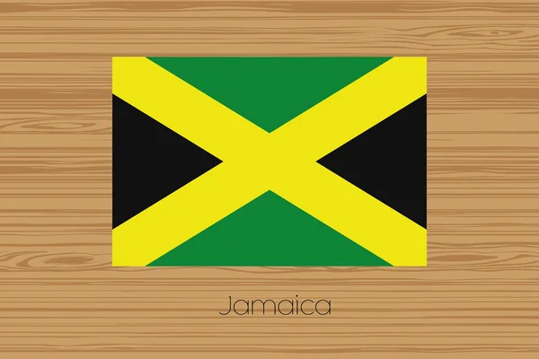 Ilustrace dřevěné podlahy s vlajka Jamajka — Stock fotografie