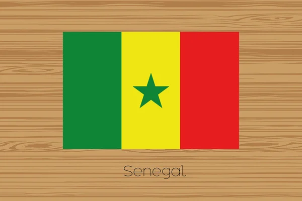 Ilustración de un piso de madera con la bandera de Senegal —  Fotos de Stock