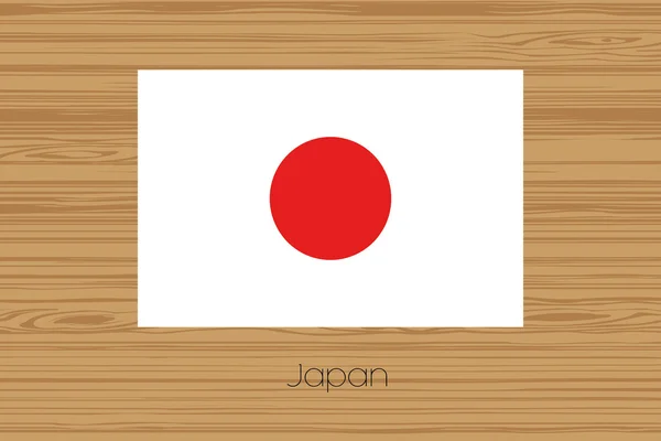 Ilustración de un piso de madera con la bandera de Japón — Foto de Stock