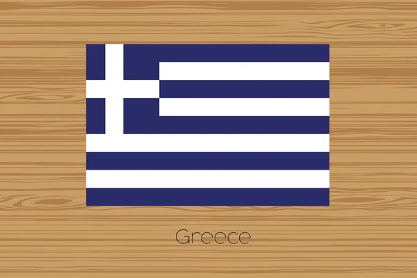 Ilustração de um piso de madeira com a bandeira da Grécia — Fotografia de Stock