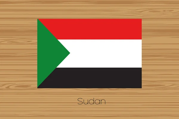 Illustration of a wooden floor with the flag of Sudan — Stock Photo, Image