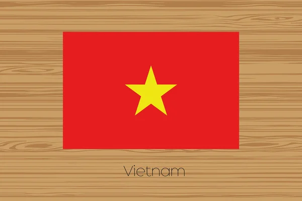 Afbeelding van een houten vloer met de vlag van Vietnam — Stockfoto