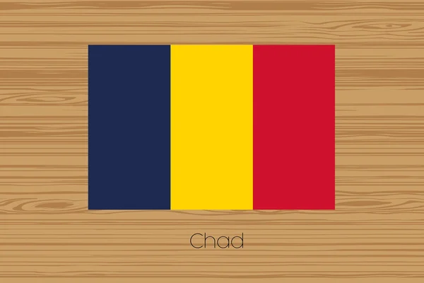 Illustration av ett trägolv med flaggan i Tchad — Stockfoto