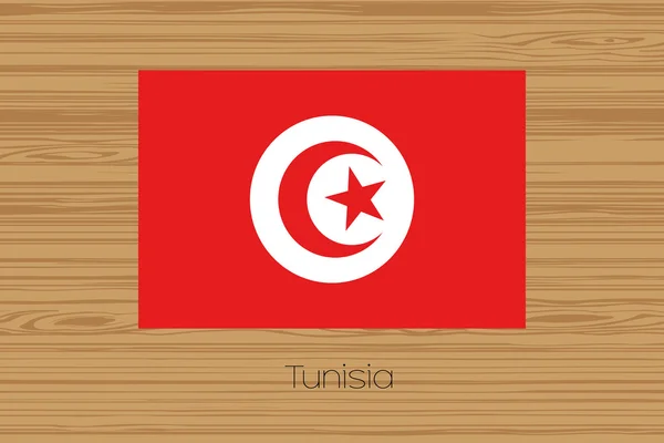 Illustration of a wooden floor with the flag of Tunisia — Stock Photo, Image